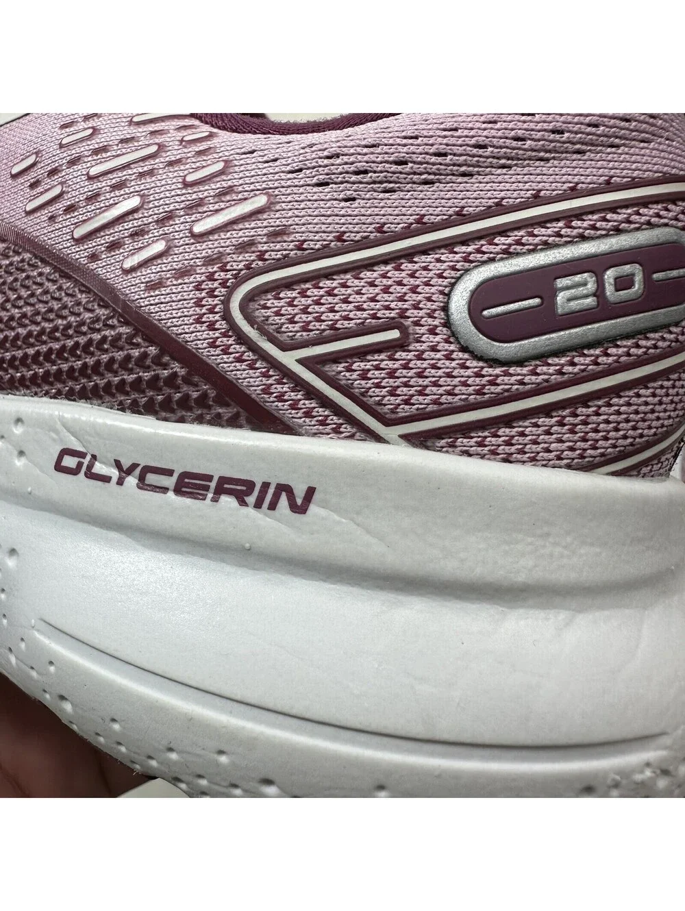 Brooks Glycerin 20 Womens 10 B Shoes Pink Running Walking Gym **No Insoles**